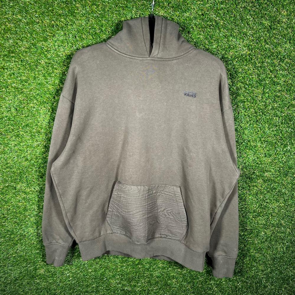 Vans Lizzie Armanto Hoodie Mens XS Brown Olive Green Woodgrain Pocket Pullover